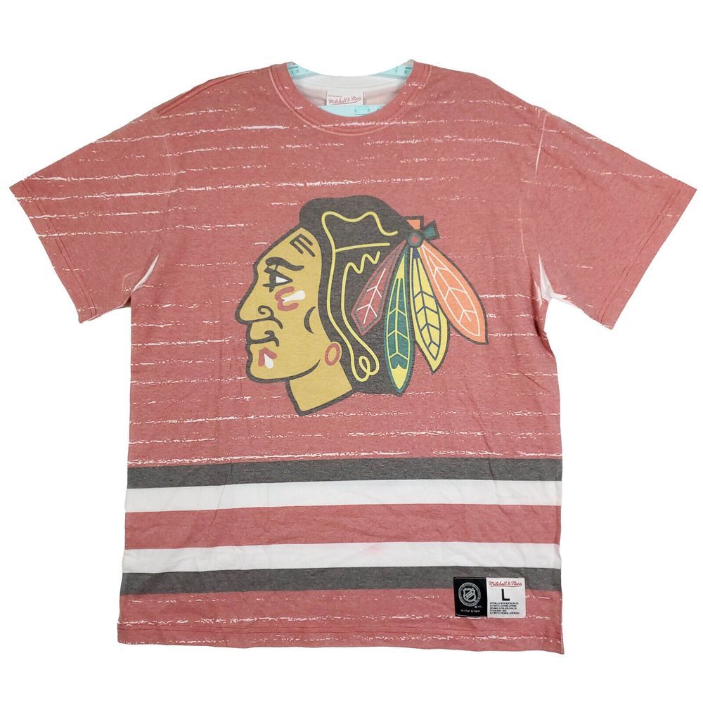 Chicago Blackhawks Mitchell & Ness NHL L Large Shirt Jumbotron 3.0 Red NWT